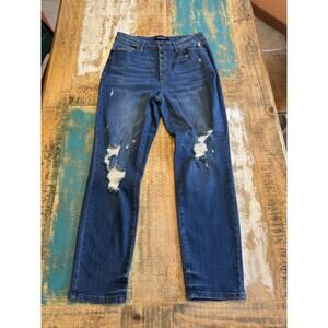 Judy Blue Boyfriend Fit Jeans Distressed Dark Wash Denim Women's Size 11/30